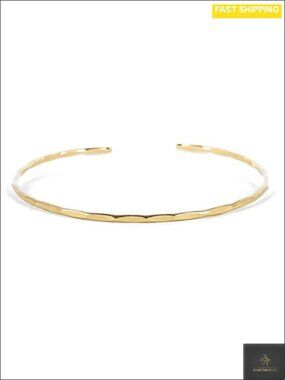 Thin Hammered Cuff Bracelet Solid Sterling Silver 14K Gold Fill Rose Gold Fill